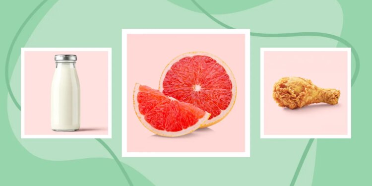 Milk, grapefruit, fried chicken